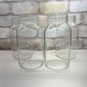 4 Kerr Self Sealing Clear 1 Qt Quart Mason Jars lot of 4 vintage